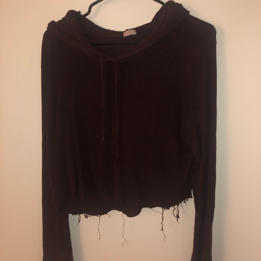 Maroon Cropped Hoodie